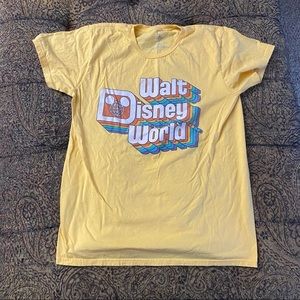 Walt Disney World Size Large Rainbow Retro Style Yellow Short Sleeve Shirt